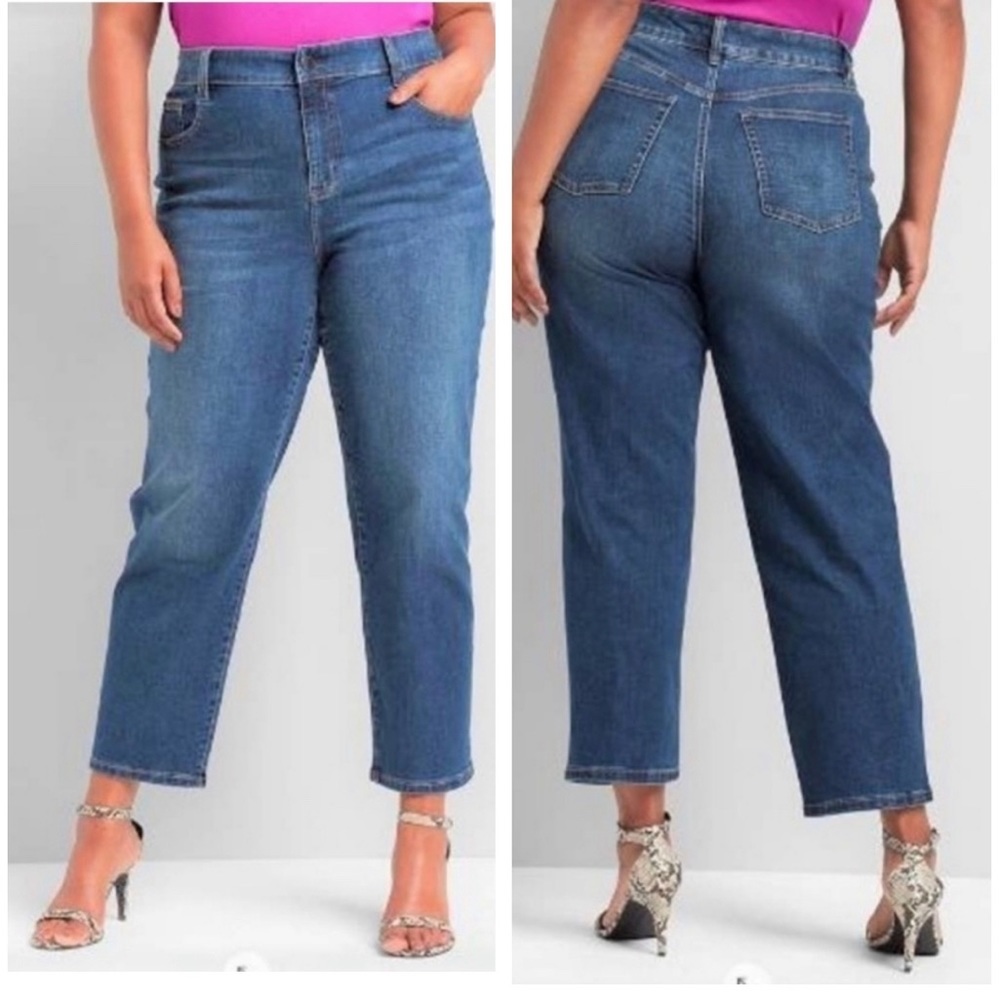 Lane Bryant Mid-Rise Flex Magic Waist Authentic Straight Ankle Jeans Size 24